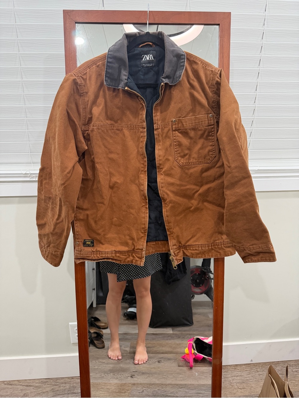 Zara Brown Canvas Field Jacket with Dark Contrast Collar
